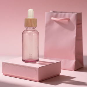 Venta al por Mayor de Botellas de Vidrio Rosa Vacías y Ecológicas de 5ml, 10ml, 15ml, 20ml, 30ml, 50ml y 100ml con Gotero y Tapa de Bambú para Aceites Esenciales - Product Image 1
