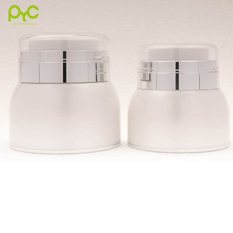 Factory Direct  Pearl White Airless Pump Makeup Cream Plastic Jars Cosmetic Jars With Lids