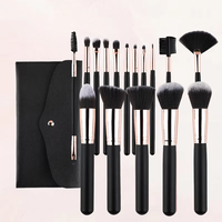 Ensemble de 16 pinceaux de maquillage professionnels, manche en bois, pinceaux pour le visage, le fond de teint, la poudre, les ombres à paupières, les lèvres, kit de voyage