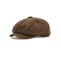 Gorra Octogonal con Visera de Lino Sintético, Estilo Británico Vintage, Unisex, Casual, Delgada, Transpirable, Ajustable, Calidad de Exportación
