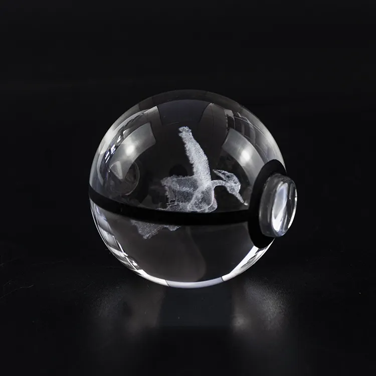 Bola de cristal transparente da moda, mais popular, com suporte de led, bola de pokemon para venda