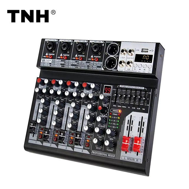 TNH MC-MX04S MX06S Professional 4/6 Channel Audio Mixer Console Music Mixer With USB Bluetooth Reverb Mute for Studio Recording