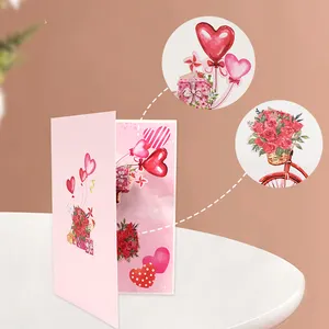 Hot Sale Neuankömmling Benutzer definierte handgemachte Valentinstag 3D Pop Up Grußkarten