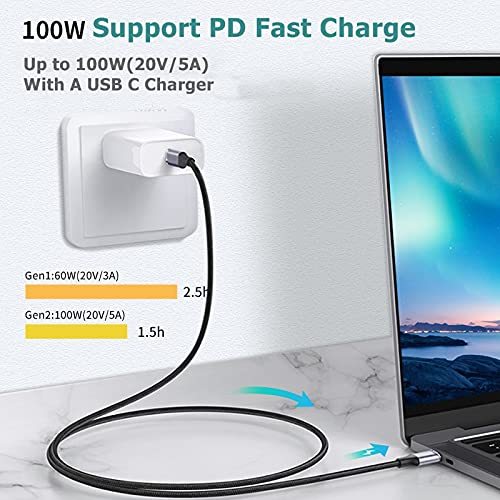 USB C to C Cable 3.1 Gen2 10Gbps 100W PD Charging Cable with 4K Display Support