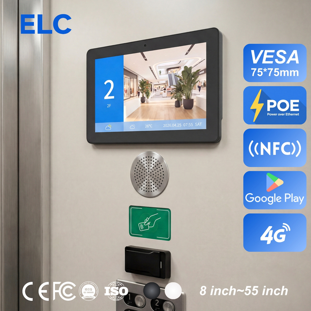 10.1 Inch Android Elevator Advertising Display for Coupon Scanning Wall Mount Touch Screen Digital Signage Above Buttons