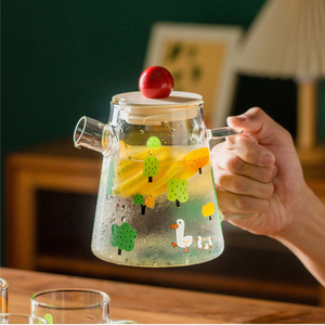 Cute Duck Design Cold Water Kettle Heatproof Borosilicate Glass Tea Pot and Cups Glass Water Pitcher with Lid - Product Image 3