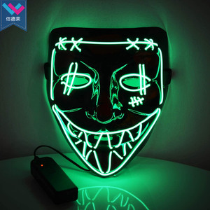 Máscara de <span class=keywords><strong>purga</strong></span> de PVC que brilla intensamente con LED espeluznante <span class=keywords><strong>para</strong></span> Halloween, disfraz de Cosplay con cable EL de luz de miedo <span class=keywords><strong>para</strong></span> mascarada/carnavales/raves - Product Image 4