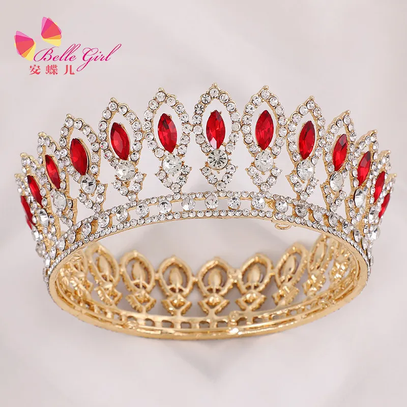 BELLEWORLD custom logo box packaging bride hair accessories luxury handmade rhinestone crystal pageant crowns silver crown