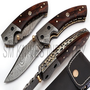 Cuchillo de bolsillo de acero damasco plegable, multifuncional, smk1188, hecho a mano, Sm, madera, Smk1188 PK - Product Image 5