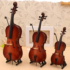 Modèle de <span class=keywords><strong>violoncelle</strong></span> miniature en bois de tilleul avec support, réplique d'instrument de musique fabriquée en Chine, cadeau, décoration d'intérieur, ornement - Product Image 3