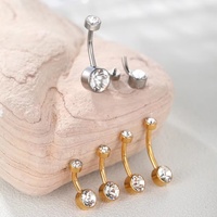 Gaby ASTM F136 Titane Anneau de nombril Cylindre plaqué or avec nouvelle zircone cubique blanche, Piercing corporel classique pour mariage