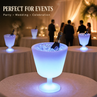 CoolQing Seau à glace LED RGB rechargeable personnalisé pour la vente en gros, idéal pour les organisateurs de mariages, la location d'événements, les bars, les boîtes de nuit et la décoration de fêtes