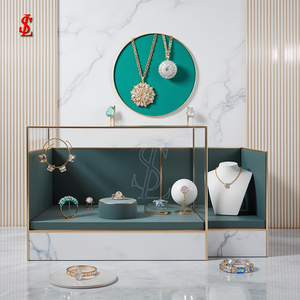 Table de présentation de bijoux en or incurvée haut de gamme, <span class=keywords><strong>vitrine</strong></span> de boutique moderne en verre rond de luxe pour magasin de bijoux - Product Image 4