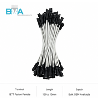 Câble de raccordement monoconducteur 22AWG 187T vers 187T, 130 mm, isolé PVC blanc, pour connexion d'alimentation d'appareils électroniques