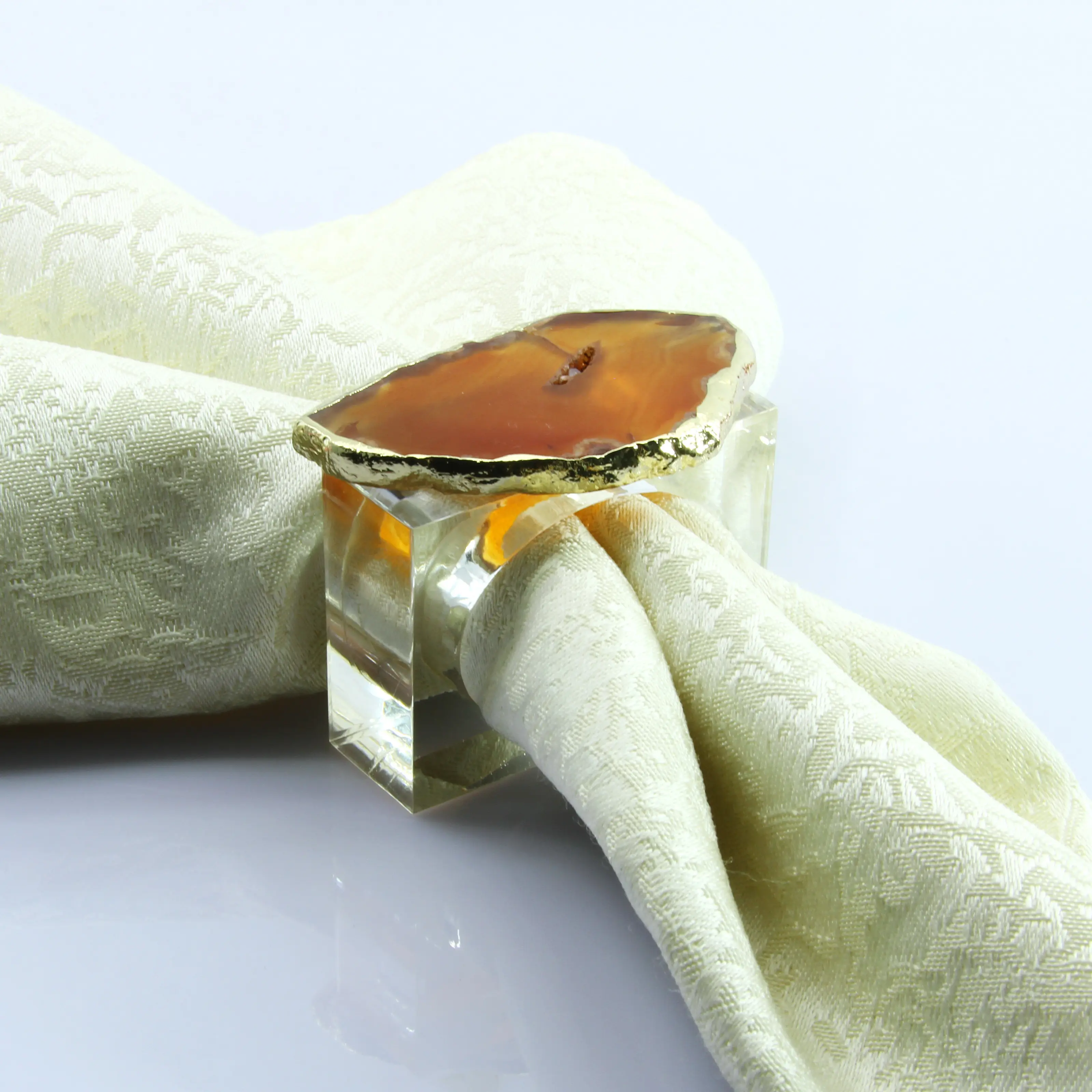 Servilletero de piedra Natural de lado dorado, soporte para servilletas de decoración de anillo en muchos colores