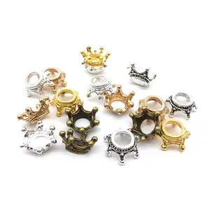 Hot Sell Alloy Metal Hübsche europäische Spacer Perlen Crown Charms für DIY Schmuck Perlen und Charms