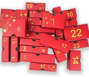 Kotak kertas kedatangan kalender kosmetik Natal cetak kustom mewah 12 24 hari kemasan kalender kedatangan perhiasan - Product Image 4