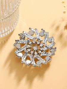 Broches Redondos de Cristal Transparente Chapados en Oro Brillante Directo de Fábrica, Ramos de Novia de Aleación de Cobre o Regalos de Fiesta para Mujer - Product Image 6