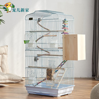 Grande cage à oiseaux en acier pour perroquets, calopsites, perruches - Cage de reproduction de luxe extra-large finition or électroplaqué, emballée en boîte