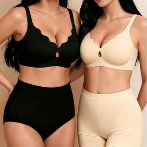 Soutien-gorge bralette sans couture tricoté grande taille, sans armatures, à couvrance complète, avec bretelles réglables, rembourrage amovible et fermeture à agrafes pour - Product Image 3