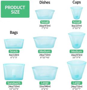 Reusable Freshess clear Ziplock Silicone Airtight Bag Food <b>Storage</b> & and Container Sets for Food Packaging <b>Camping</b> - Product Image 6