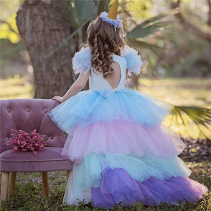 Neonate Unicorn PrincessTutu Dress Flower Girls Rainbow dress Birthday Party Costume bambini Summer Tulle dress - Product Image 4