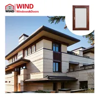 Ventanas de madera revestidas en aluminio, ventanas de estilo tradicional, diseño europeo de la serie Mánchester con rejillas
