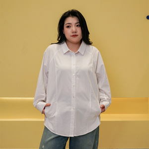Camicia da donna <span class=keywords><strong>taglie</strong></span> <span class=keywords><strong>forti</strong></span>, semplice, casual, ampia, con spalle scese, per primavera e autunno, 200 Pounds - Product Image 1