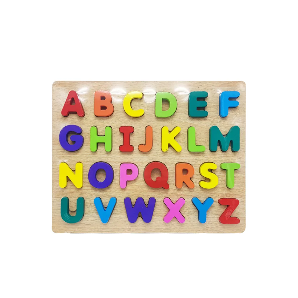 Colorful Kids Montessori Educational 3D Alphabet Wooden Baby Puzzle Toy Game