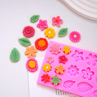 Moule à gâteau rectangulaire en silicone multi-style tournesol, marguerite, feuille, six-en-un pour chocolat, époxy, argile