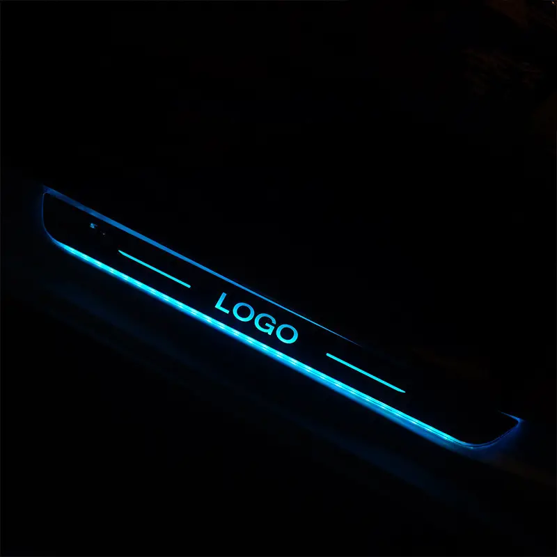 Customizable Car Welcome Pedal Light Door Sill Plate Led Moving Door Sill Scuff Plate Usb Charge Wireless Magnet Induction