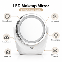 Miroir de maquillage LED compact sur pied à piles pour usage quotidien, salon de beauté ou domicile