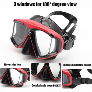 Diving Mask Adult Silicone Waterproof Anti-Fog PC Lens Two Windows 18cm 9cm Red Black Blue Yellow - Product Image 4