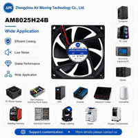 Ventilateur axial sans balais DC AM8025H24B 80x80x25mm 8025 12V 24V 48V à roulement à billes, multi-tension pour serveur UPS