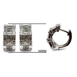 Boucles d'oreilles créoles de luxe plaquées or blanc 18 carats avec diamants baguette, serties à la main, effet illusion, tendance, pour femme, cadeau de mariage, fête - Product Image 2