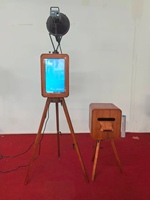 Photobooth en bois de chêne rouge 12,9 pouces avec support d'imprimante, coque de photobooth vintage DSLR pour fêtes et événements avec flight case