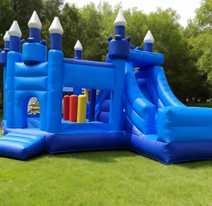 Château gonflable commercial personnalisé GOLDEN ART Y-049 en PVC bleu Princesse <span class=keywords><strong>Elsa</strong></span> pour garçons et filles, utilisation extérieure, capacité 6 personnes - Product Image 4