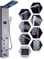 Panneau de douche d'hôtel multifonctionnel de qualité supérieure en céramique et acier inoxydable, avec système de massage mural LED chaud/froid effet cascade