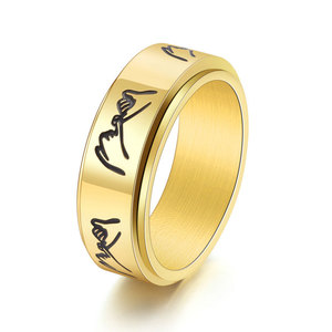 Anelli Minimalisti Personalizzati all'Ingrosso, Gioielli Funky Grandi, Impermeabili, in Acciaio Inossidabile Placcato Oro, Anello Girevole per Donne e Uomini - Product Image 4