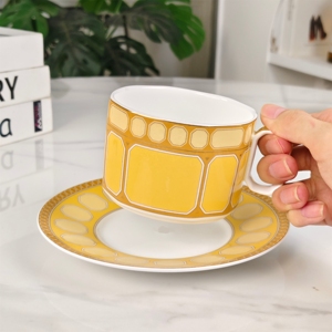 European Luxury Yellow Bone China Eco-Friendly <b>Tea</b> <b>Set</b> with Coffee Cup and Saucer for Home Use and Wedding Gifts - Product Image 3