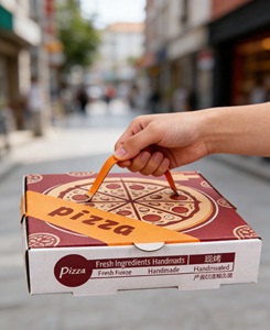 Boîte à pizza personnalisée carrée rectangulaire avec laminage brillant, boîtes rigides pour l'emballage alimentaire - Product Image 1