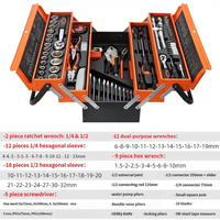 Ensemble de réparation automobile de 85 pièces, outils manuels, grande boîte à outils en acier au carbone à trois couches, épaissie, avec étui rigide pliable