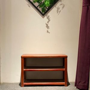 African Rosewood Multi Functional Shoe Rack Double Layer Storage Shelf Home Entryway Stool Study Room Organizer - Product Image 2