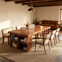 Bureau d'écriture de style américain en bois massif avec tiroirs, bureau à domicile, bureau d'étudiant avec grande surface de travail pour le salon