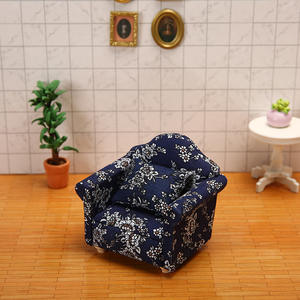 Mini muebles de bolsillo de gama alta, modelo de tela azul, pequeño juguete Floral DIY, adornos de sofá de plástico para casa de muñecas 1:12, casa de muñecas - Product Image 5