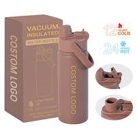 Bouteille d'eau isotherme en acier inoxydable à double paroi de 32 oz avec couvercle à paille verrouillable, idéale pour le sport et les voyages