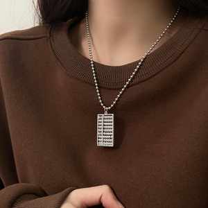Collar con Colgante de Ábaco en Plata de Ley S925, Diseño Geométrico, Engaste de Bisel, Uso Diario, DJ408 - Product Image 4