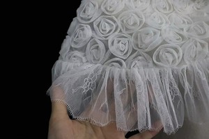Châle de mariée D1359 en dentelle patchwork <span class=keywords><strong>rose</strong></span> avec décoration - Product Image 6