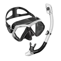 Ensemble de plongée sous-marine avec tuba, masque adulte en silicone et verre trempé à grand cadre anti-buée, sports nautiques, logo personnalisé