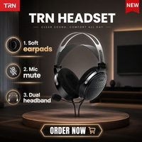 TRN Atoll Headphone Over-Ear Open-Back HiFi Dynamic Driver Earphone Berkabel Dengan Mikrofon Dapat Dilepas 3.5mm dan 6.3mm
